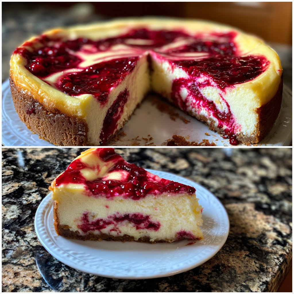 Käsekuchen mit Beeren-Swirl