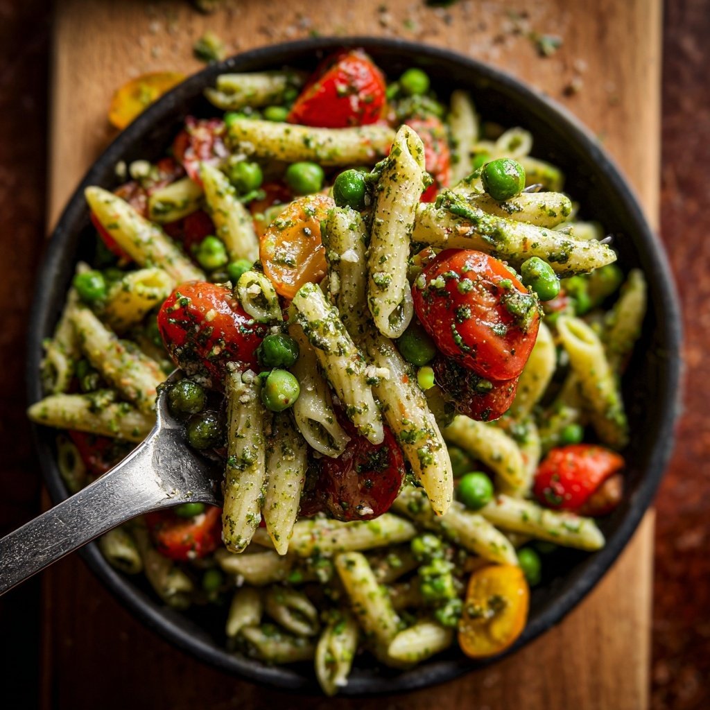 Mediterraner Nudelsalat Mit Erbsen