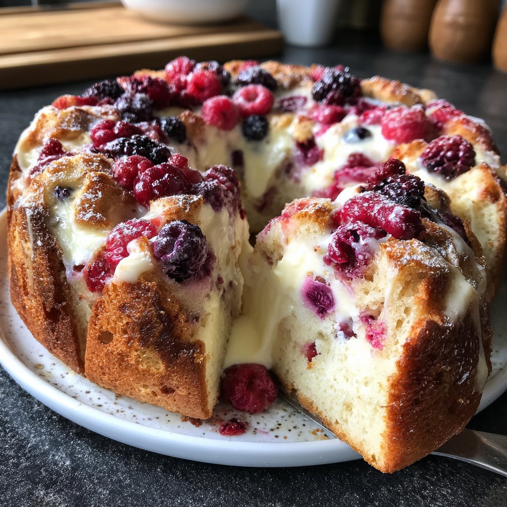 Blechkuchen mit Schmand und Früchten