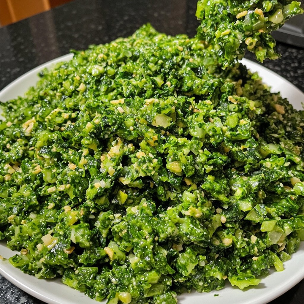 Brokkoli-, Grünkohl- und Erbsensalat