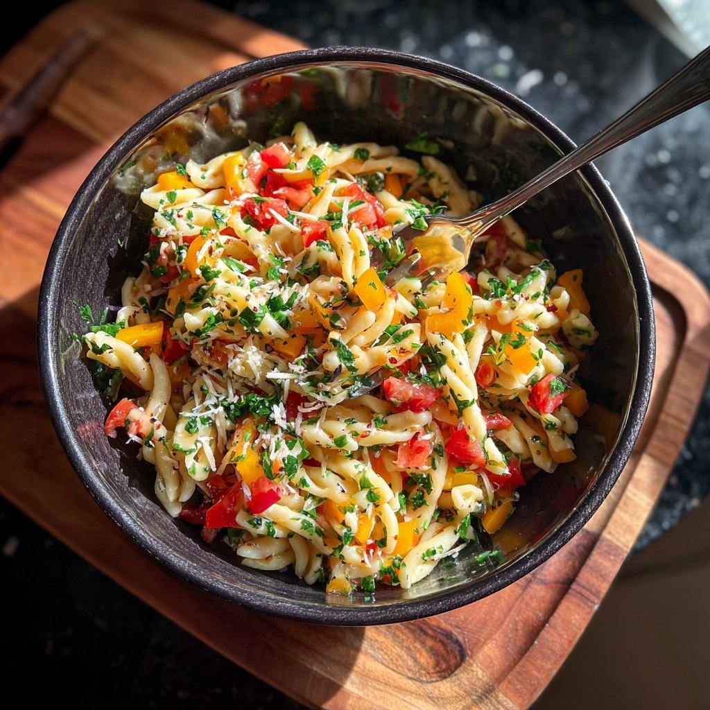 Mediterraner Nudelsalat Mit Paprika