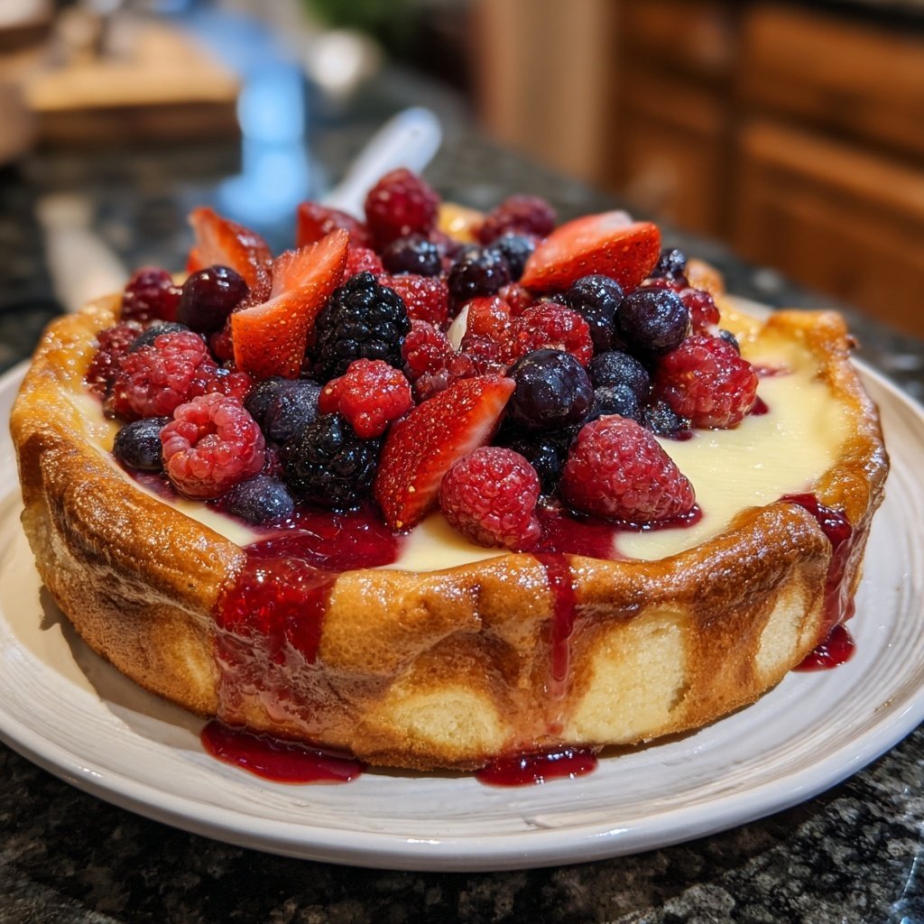 Blechkuchen mit Vanillepudding und Beeren